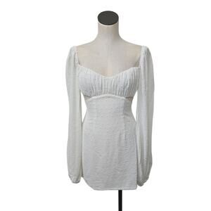 NWT Revolve Rumer Delilah Long Sleeve‎ Mini Dress Size XS Clip Dot White Cut Out